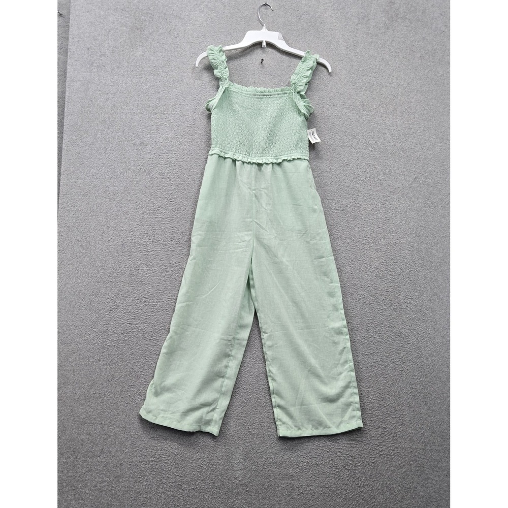 Old Navy Girls Jumpsuit Mint Green Smocked Ruffles Wide Leg Sleeveless NWT